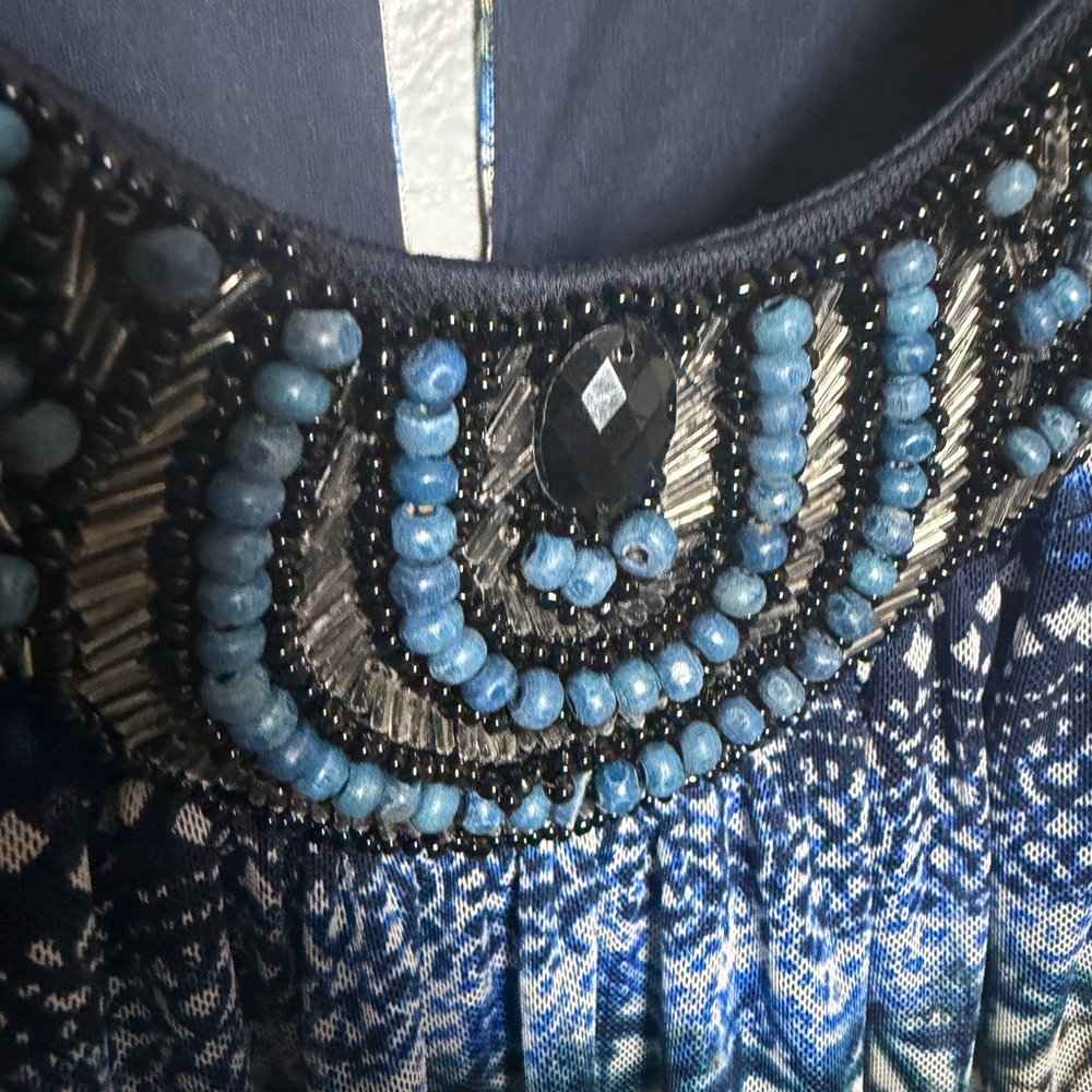 Cato Navy and Cream Patterned Maxi Dress - Picture 4 of 10